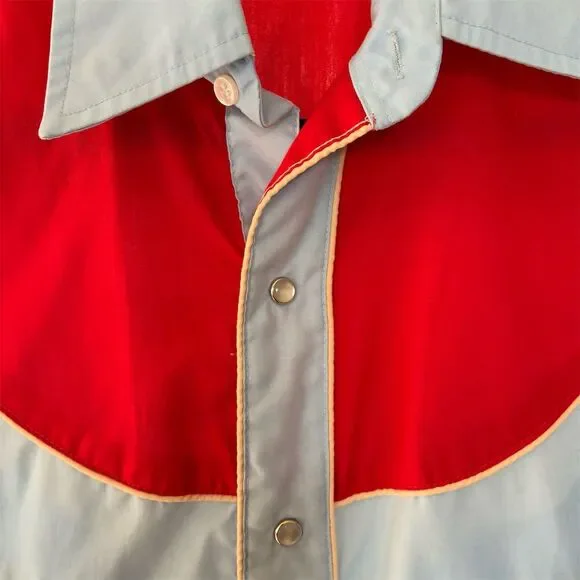 Tony Alamo Men's M Light Blue Western Shirt Pearl Snap Vintage Style - Picture 2 of 7